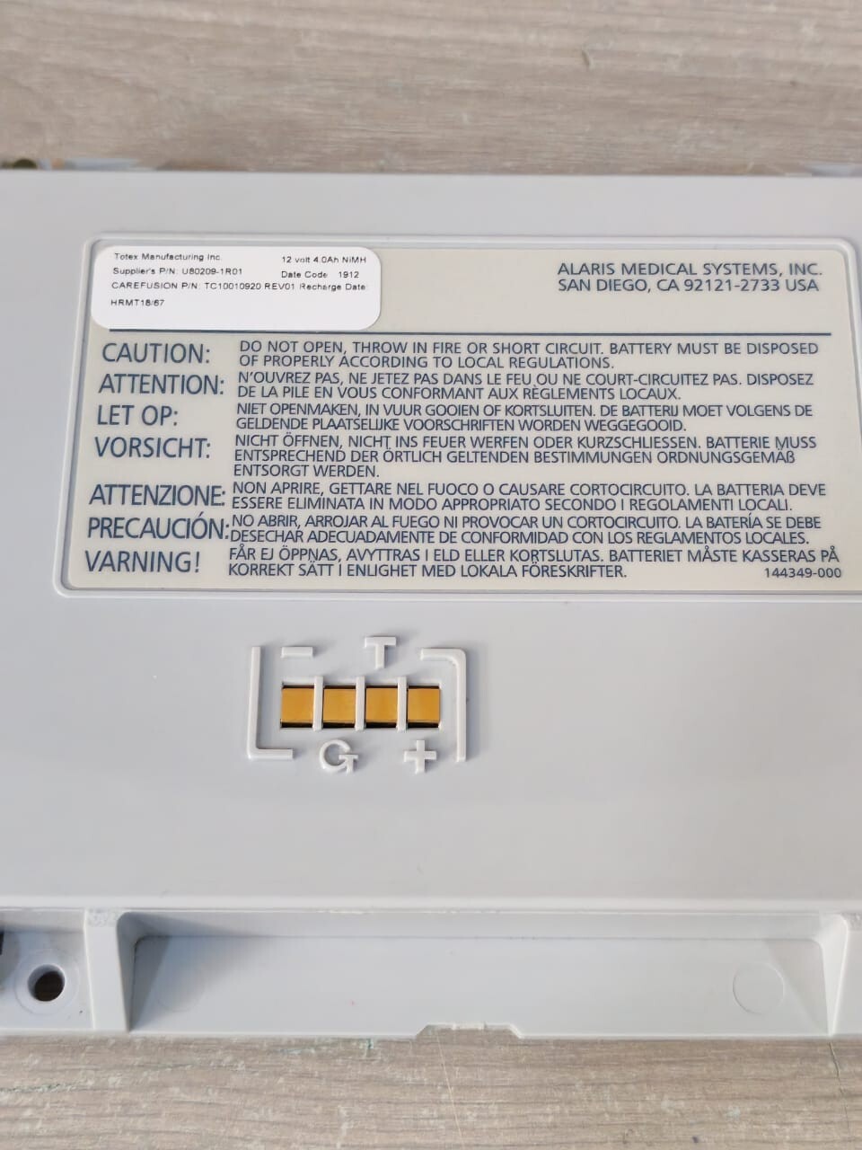 TOTEX U80209-1R01 TOTEX TC10010920 REV.01 / U80209-1R01 BATTERY 12V 4.0Ah 6