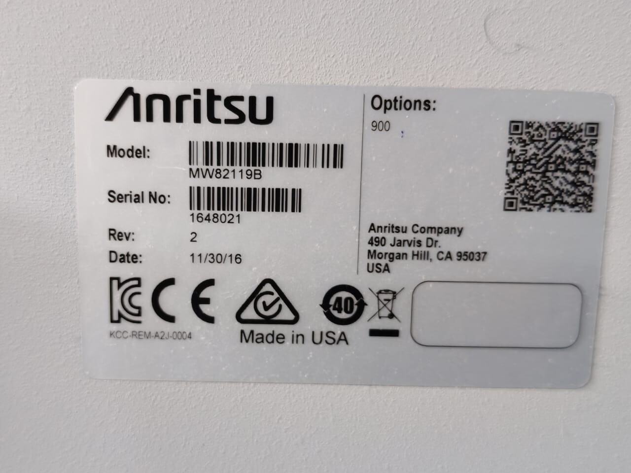 Anritsu MW82119B Anritsu MW82119B PIM Analyzer E-GSM 900 PIM Master 4