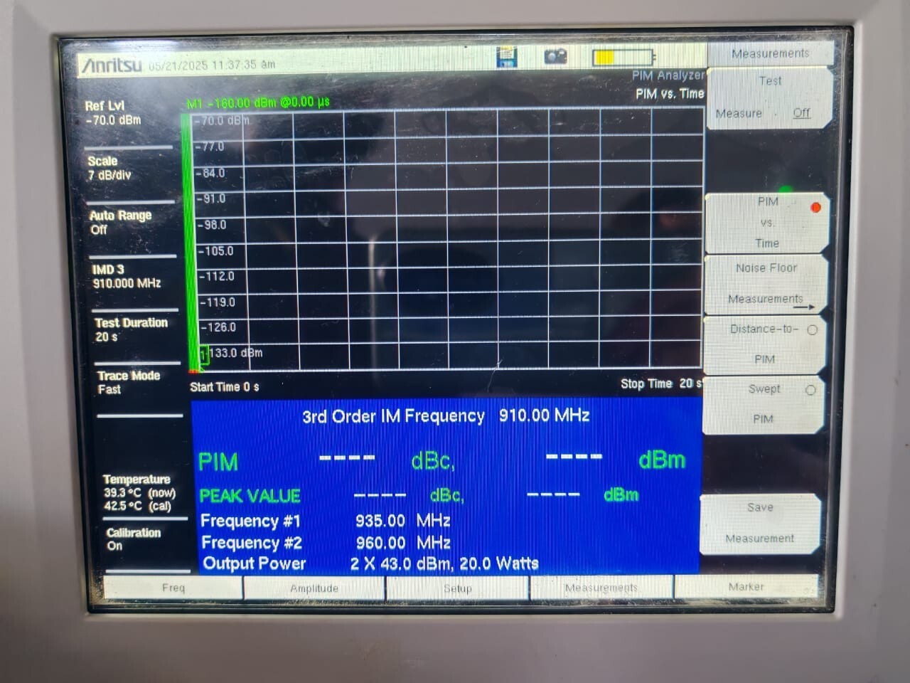 Anritsu MW82119B Anritsu MW82119B PIM Analyzer E-GSM 900 PIM Master 9