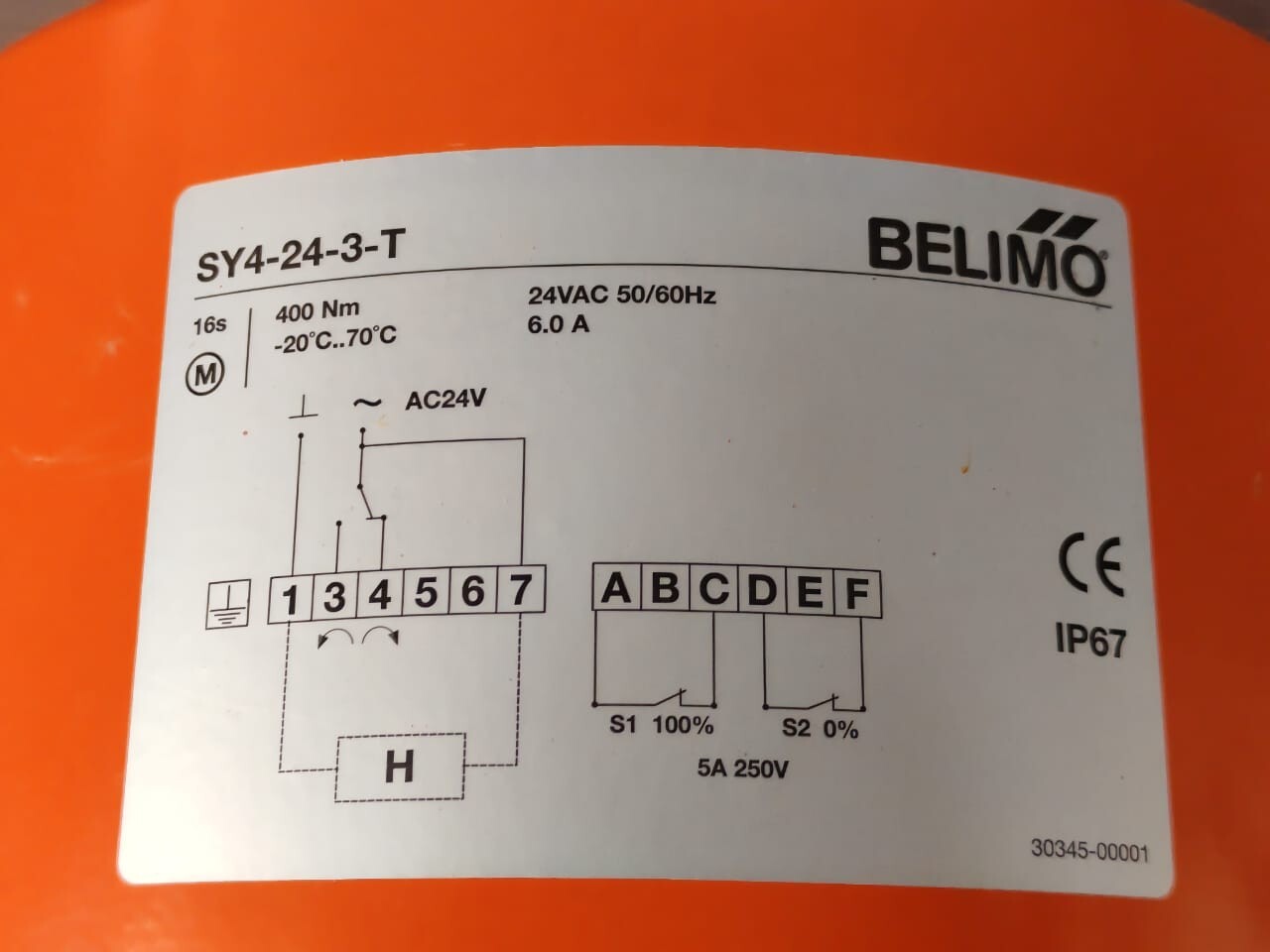 Belimo SY4-24-3-T BELIMO SY4-24-3-T ROTARY ACTUATOR 400Nm AC/DC 24V OPEN/CLOSE 3PT. 20S 2X SPDT 3