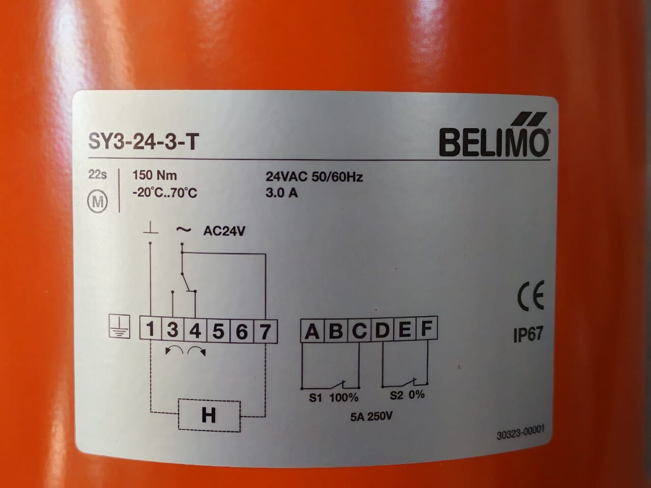 Belimo SY3-24-3-T BELIMO SY3-24-3-T ROTARY MOTOR 150Nm AC/DC 24V OPEN/CLOSE 3PT.26S 2X SPDT 7