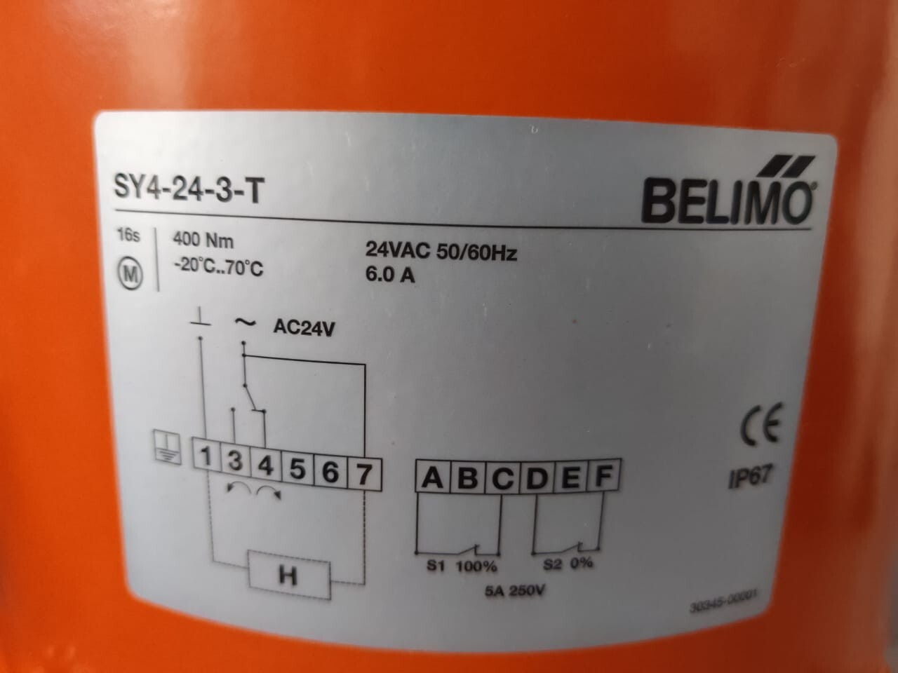 Belimo SY4-24-3-T BELIMO SY4-24-3-T ROTARY ACTUATOR 400Nm AC/DC 24V OPEN/CLOSE 3PT. 20S 2X SPDT 3