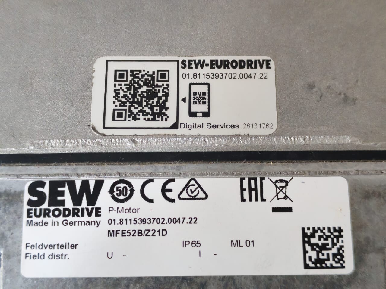 Sew Eurodrive 01.8115393702.0047.22 SEW- EURODRIVE MFE52B/Z21D 01.8115393702.0047.22 FIELDBUS DISTRUBUTOR 8