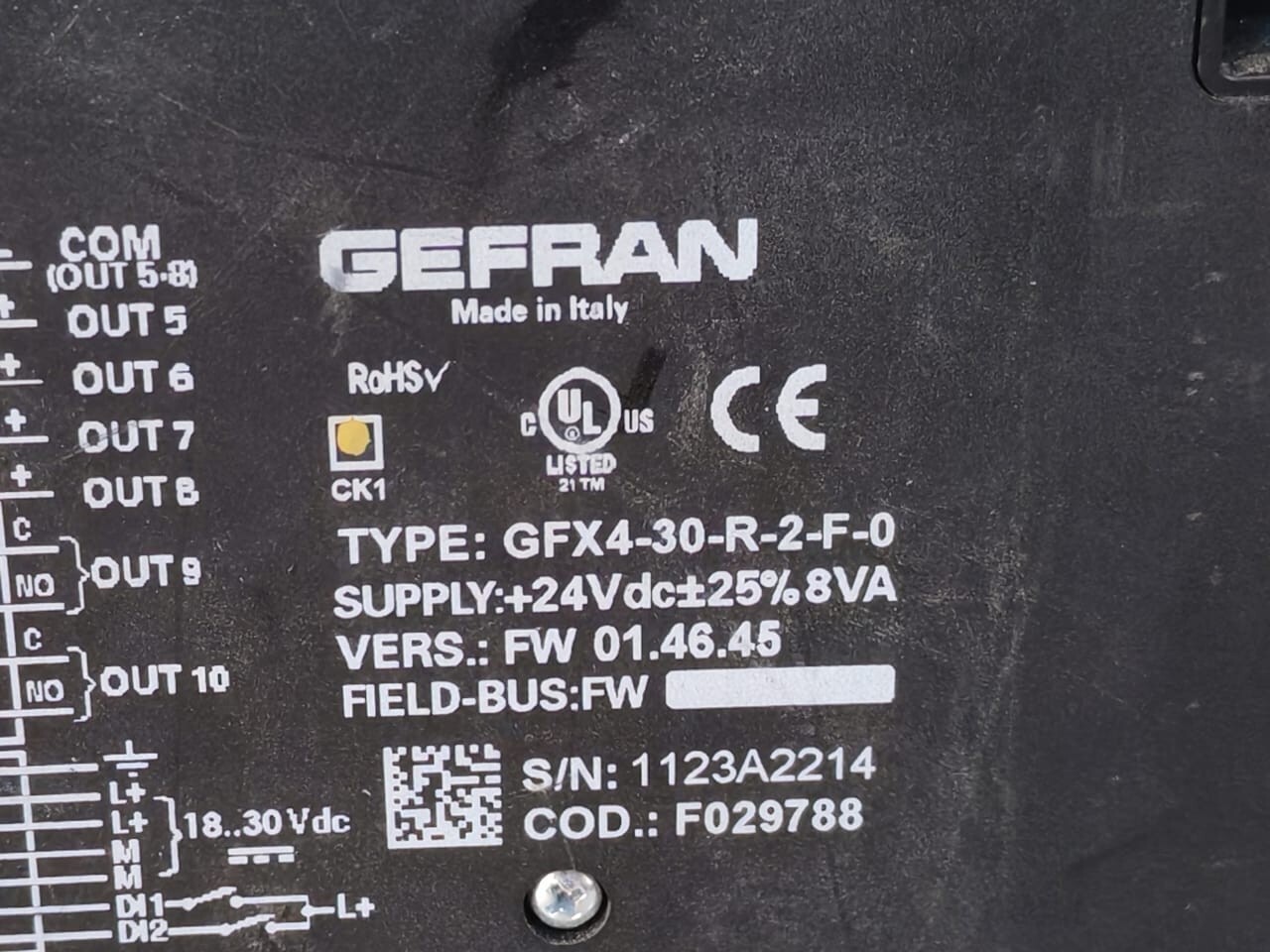 Gefran GFX4-30-R-R-2-F-0 Gefran GFX4-30-R-2-F-0 Power Controller FW 01.46.45 6
