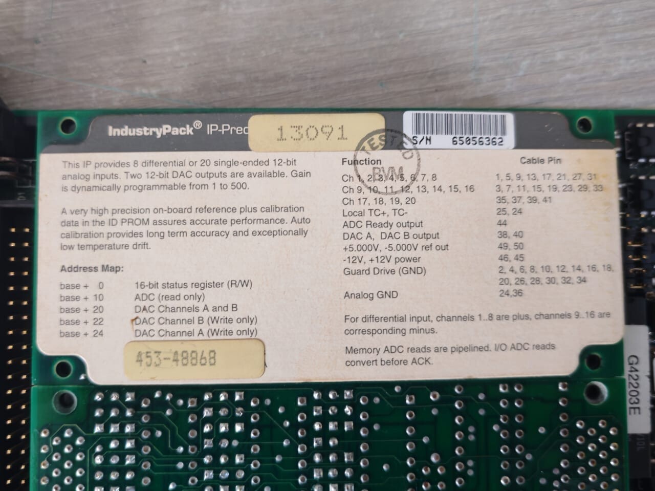 BVM BOARD-452 BVM BVME61 QUAD I/P Board 452-48391 Rev C 93050B 5