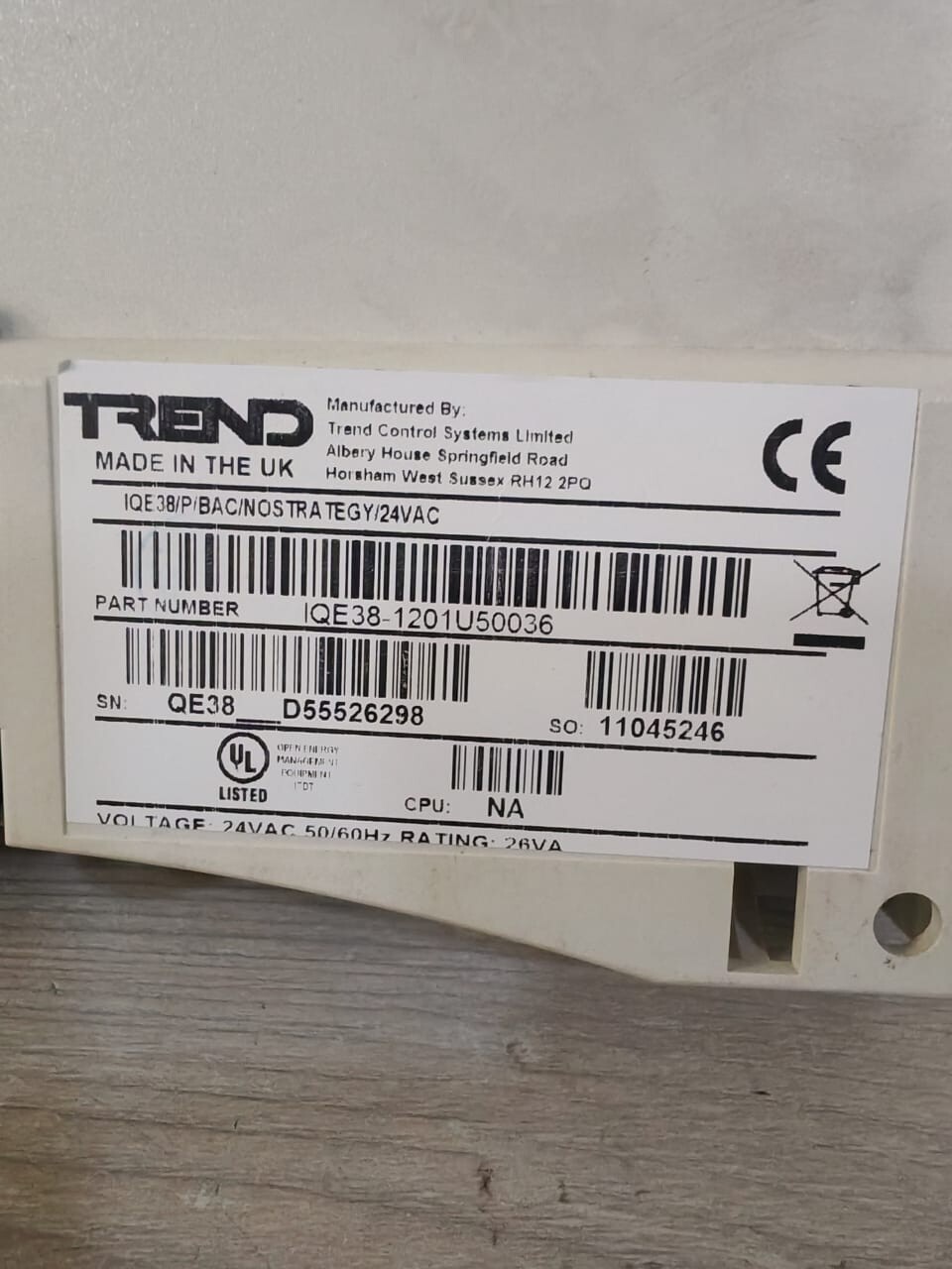 Trend IQE38-1201U50036 TREND IQE38-1201U50036 TERMINAL UNIT CONTROLLER 3