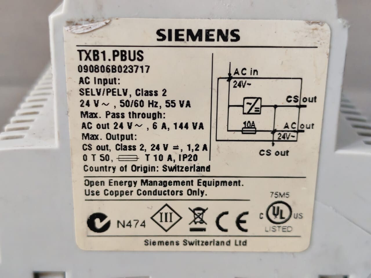 Siemens TXB1.PBUS SIEMENS TXB1.PBUS DIGITAL OUTPUT MODULE 24V 9