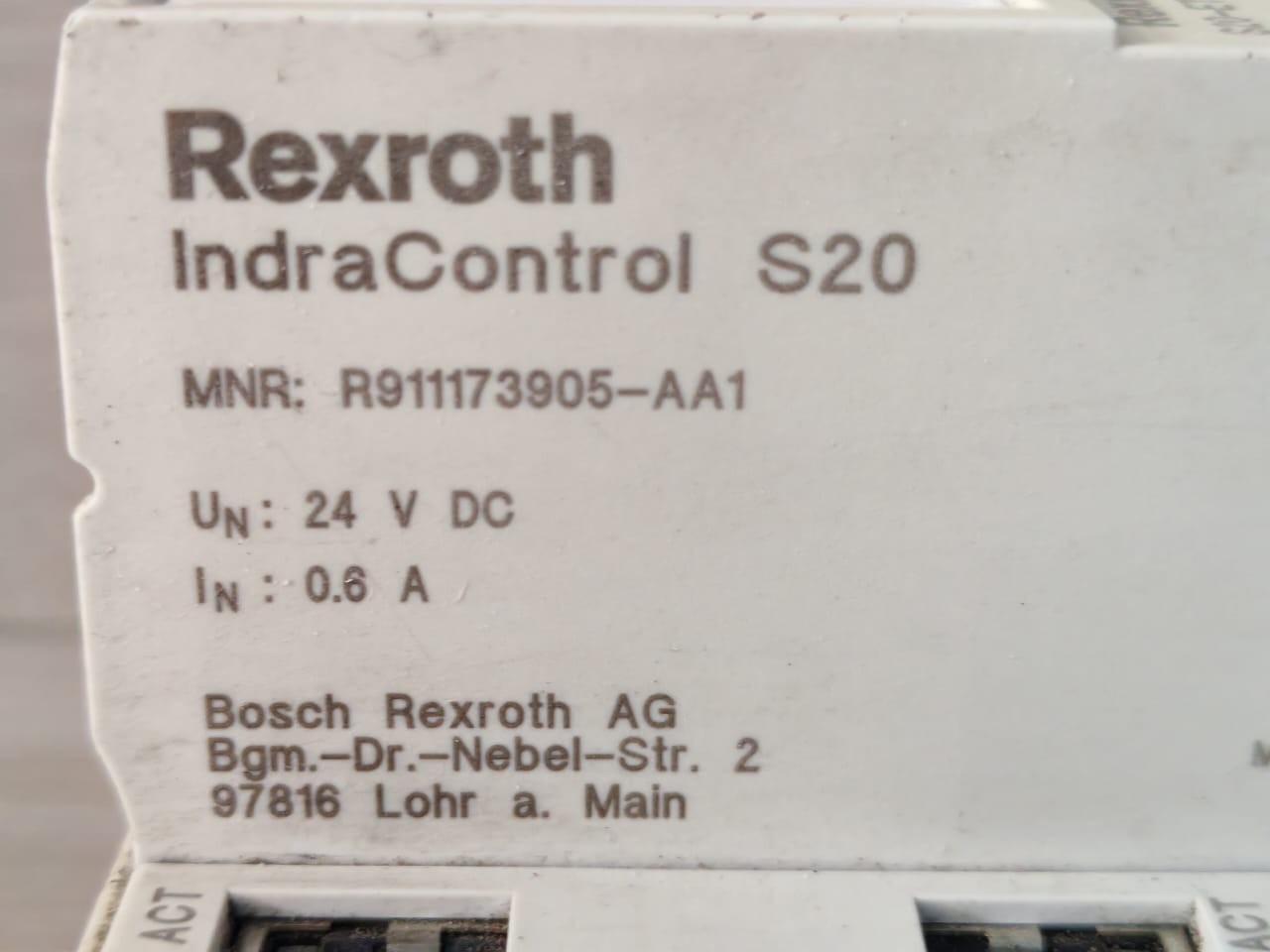 Rexroth R911173905-AA1 REXROTH INDRACONTROL S20-ETH-BK R911173905-AA1 24VDC MODULE 6