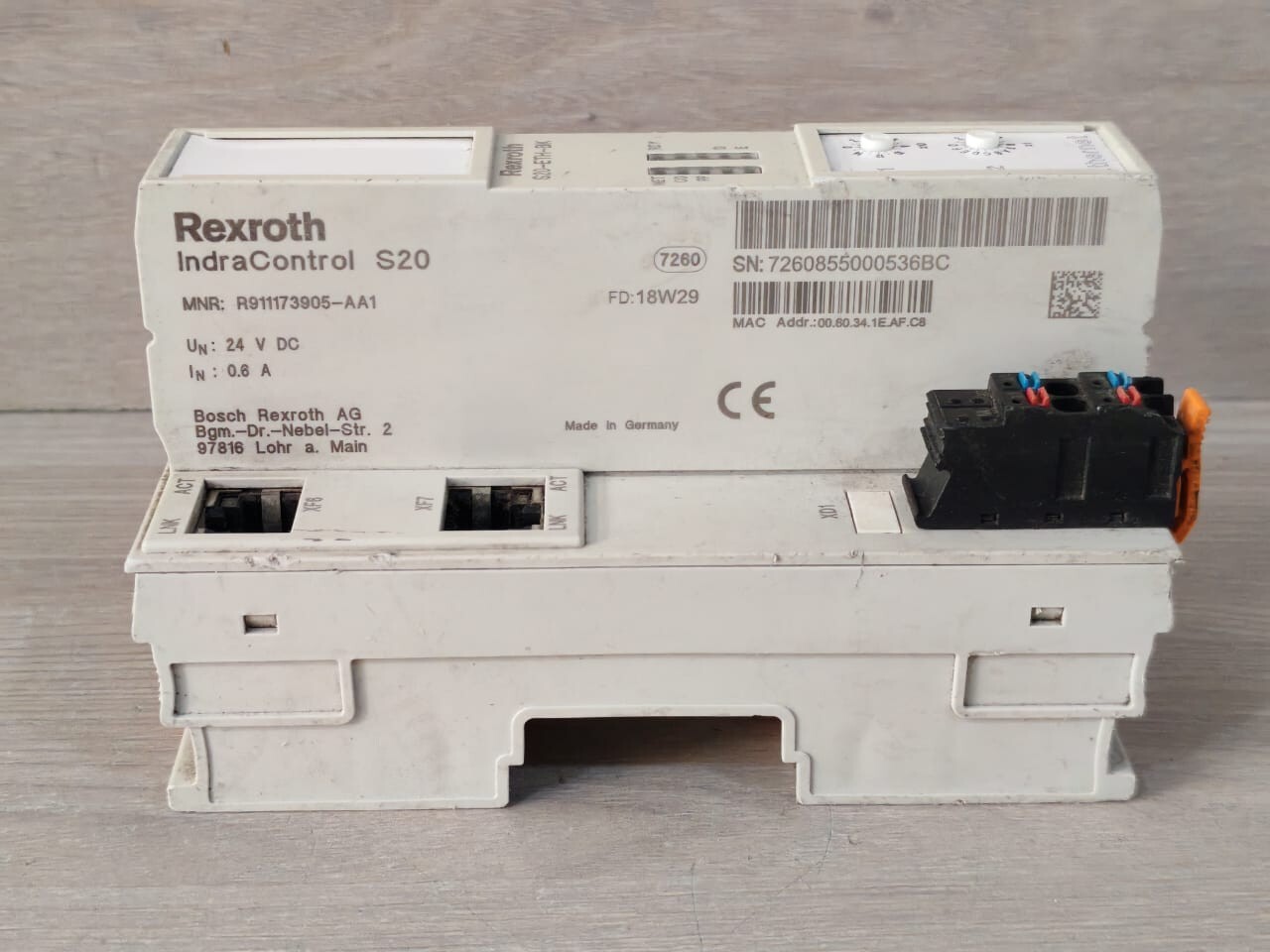 Rexroth R911173905-AA1 REXROTH INDRACONTROL S20-ETH-BK R911173905-AA1 24VDC MODULE 8
