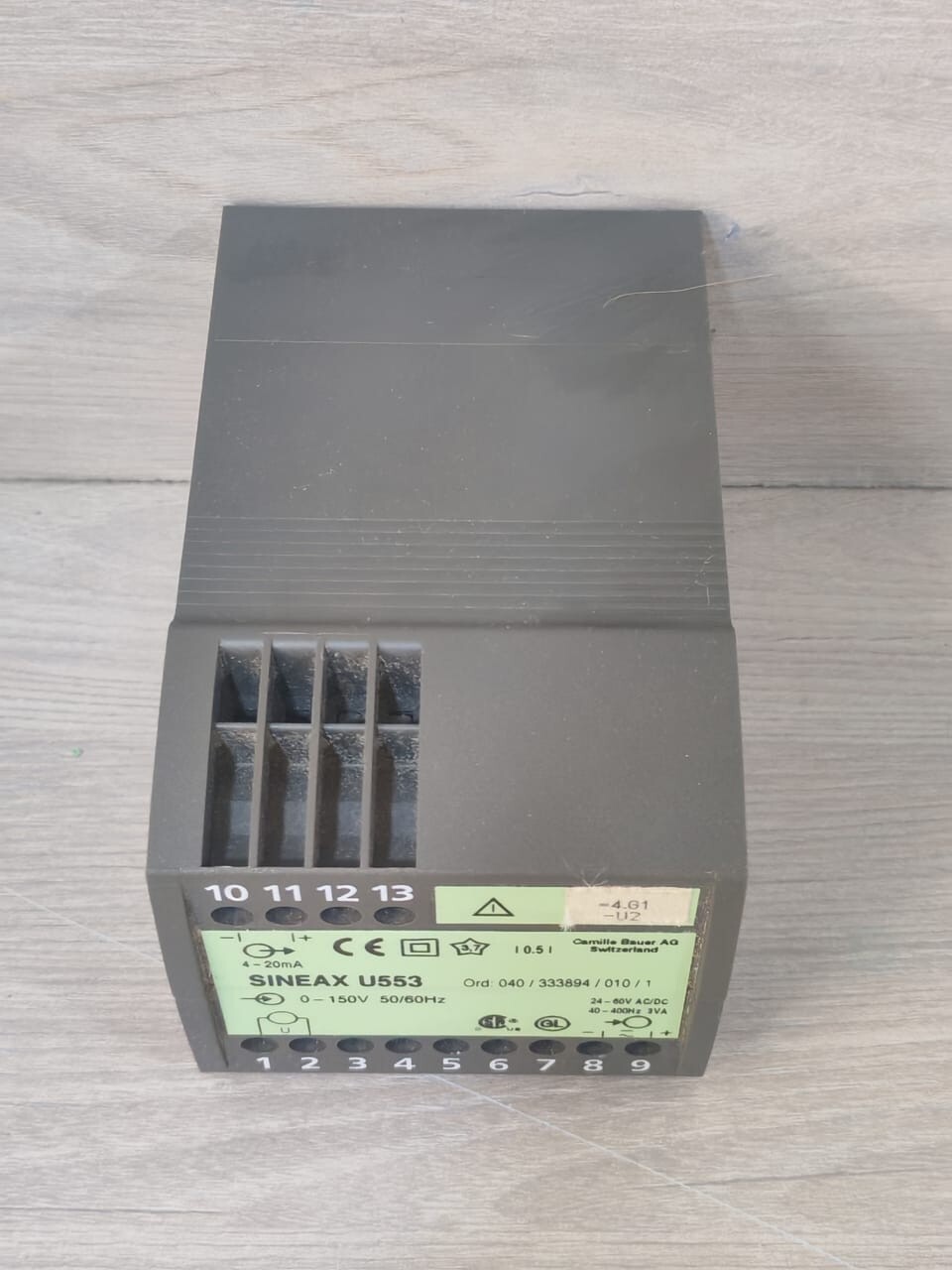 CAMILLE BAUER SINEAX U553 CAMILLE BAUER SINEAX U553 VOLTAGE TRANSDUCER 0-150V 50/60Hz 10