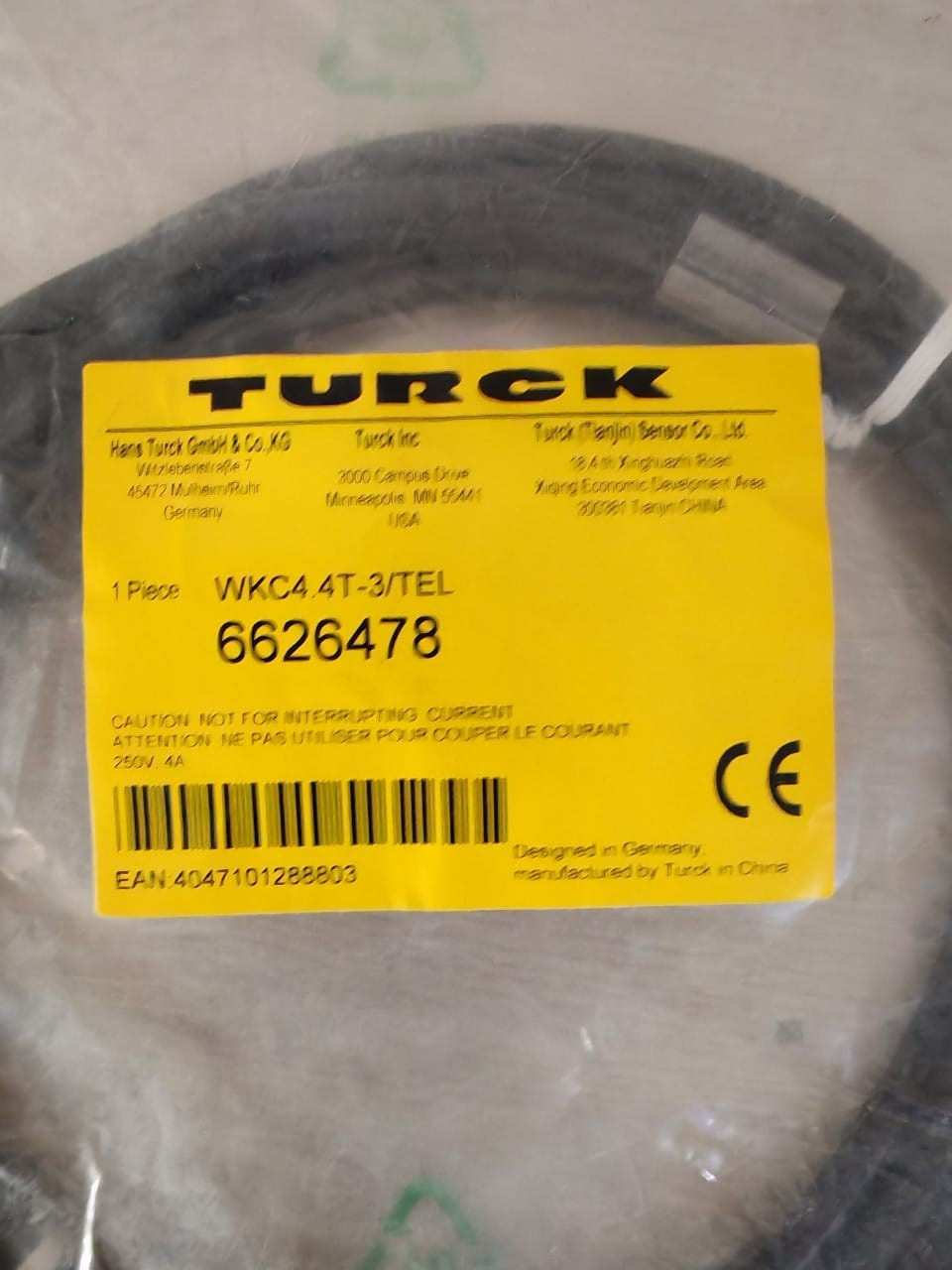 TURCK 6626478 TURCK WKC4.4T-3/TEL SENSOR CABLE 6626478 2