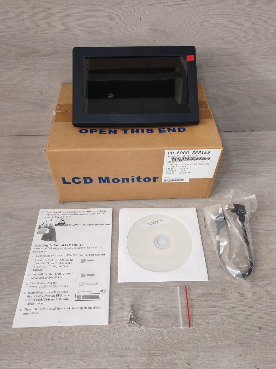 Posiflex PD-6807U-B 7 inch LCD Monitor 800x480 PD-6000 Series