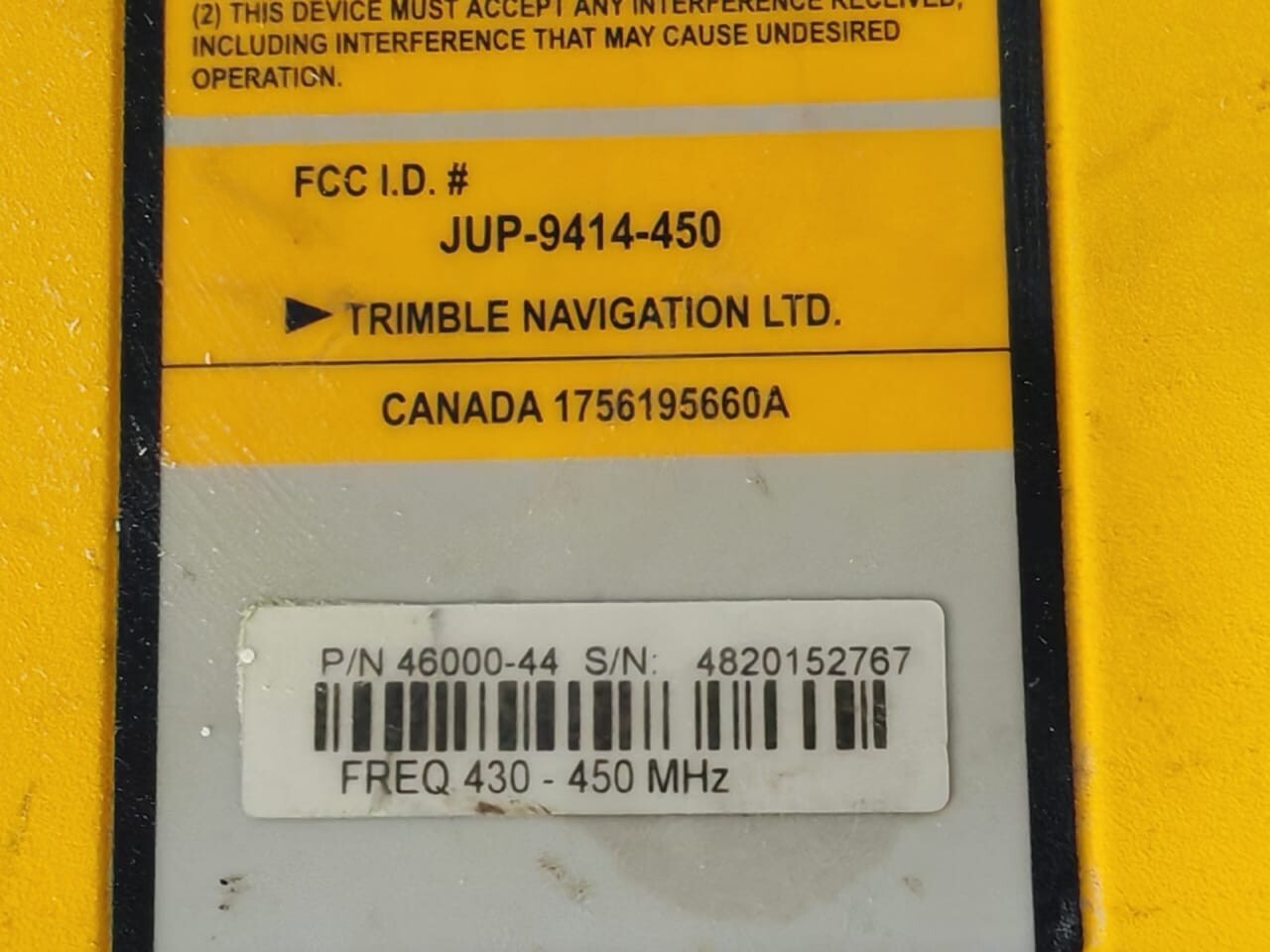 Trimble 46000-44 Trimble 46000-44 TRIMMARK 3 Base Radio Freq.430-450 MHz 10