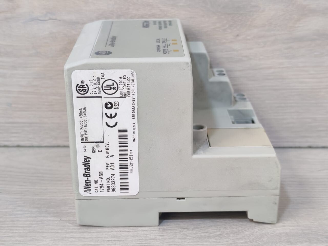 Allen-Bradley 96333274 Allen-Bradley 1794-ASB Ser.D Power Supply Rio Adapter 96333274 Rev A01 F/W Rev.A 4