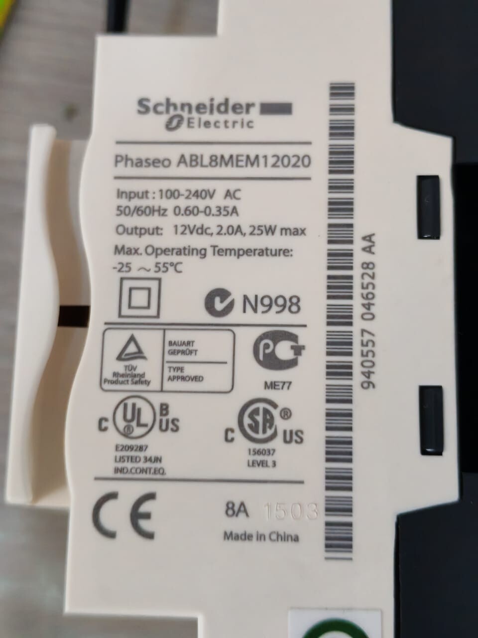 Schneider Electric 378A003 SCHNEIDER ELECTRIC PHASEO ABL8MEM12020 / 1088005903 378A003 MODULAR POWER SUPPLY 9