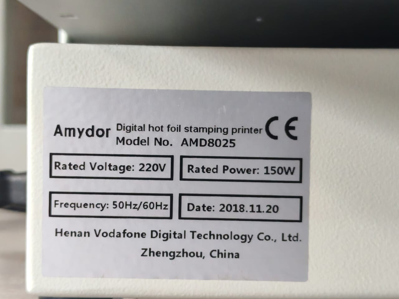Amydor AMD8025 Amydor AMD8025 Digital Hot foil Stamping Printer 220V 50/60Hz 4