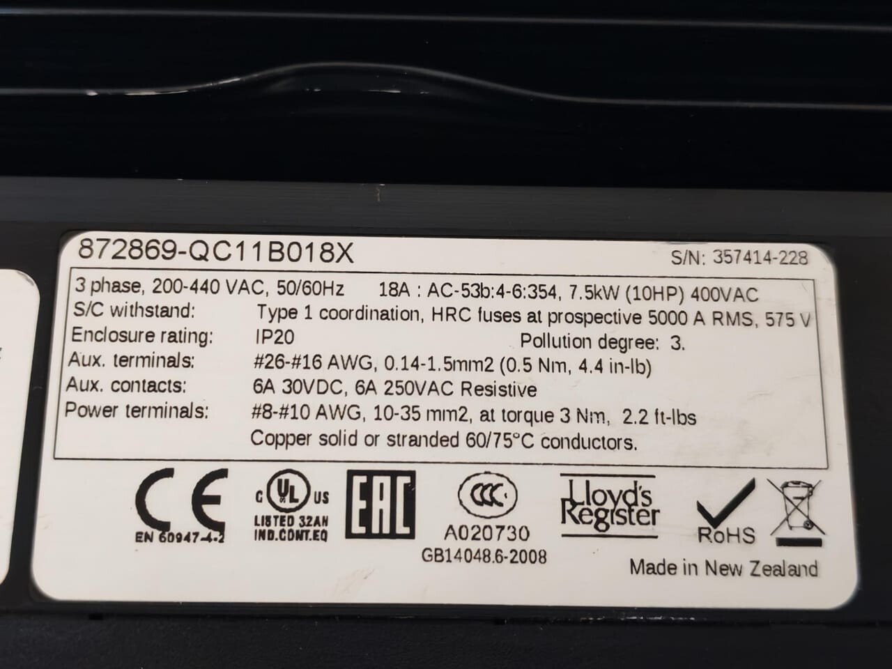 GE 872869-QC 11B018X GE ASTAT XBM 872869-QC 11B018X COMPACT SOFT STARTER 200-240VAC 10