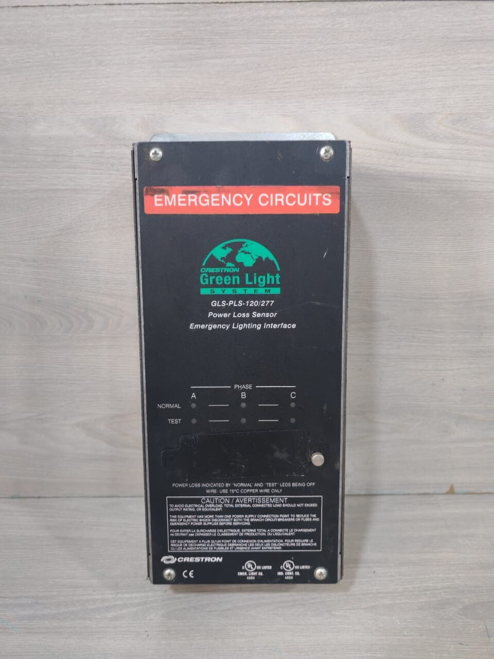 CRESTRON GLS-PLS-120/277 GREEN-LIGHT EMERGENCY LIGHTING POWER LOSS SENSOR