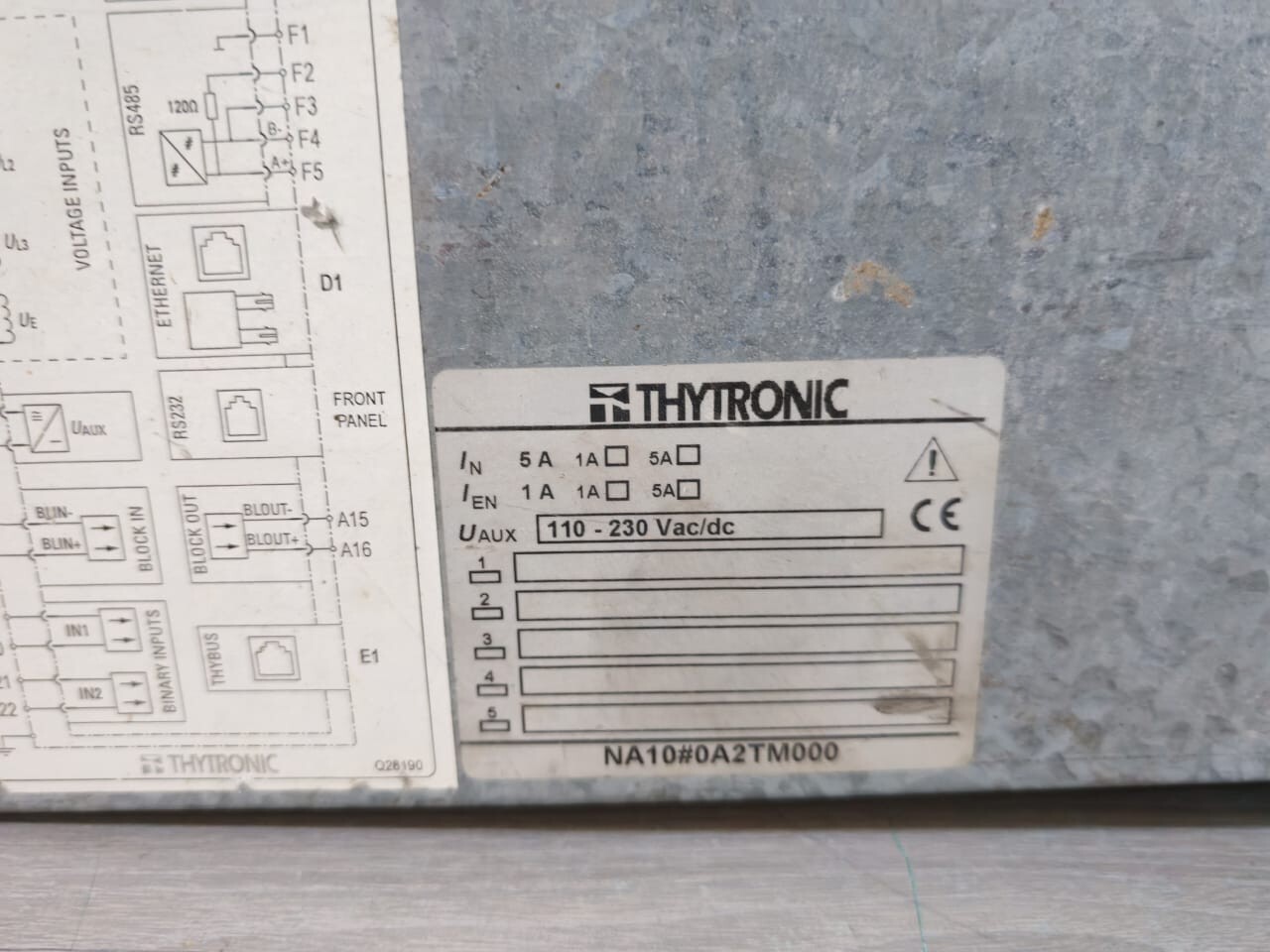 THYTRONIC NA10 THYTRONIC NA10 / 0A2TM000 BANK CAPACITOR PROTECTION RELAY 6