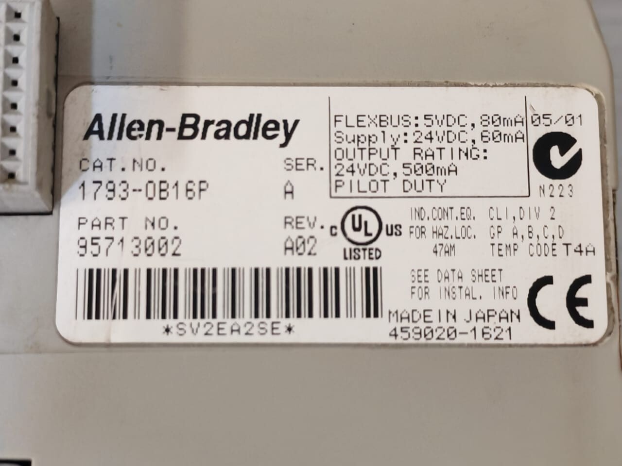 Allen-Bradley 95713002 Allen-Bradley 1793-0B16P Ser A Flex Integra 95713002 Rev. A02 2
