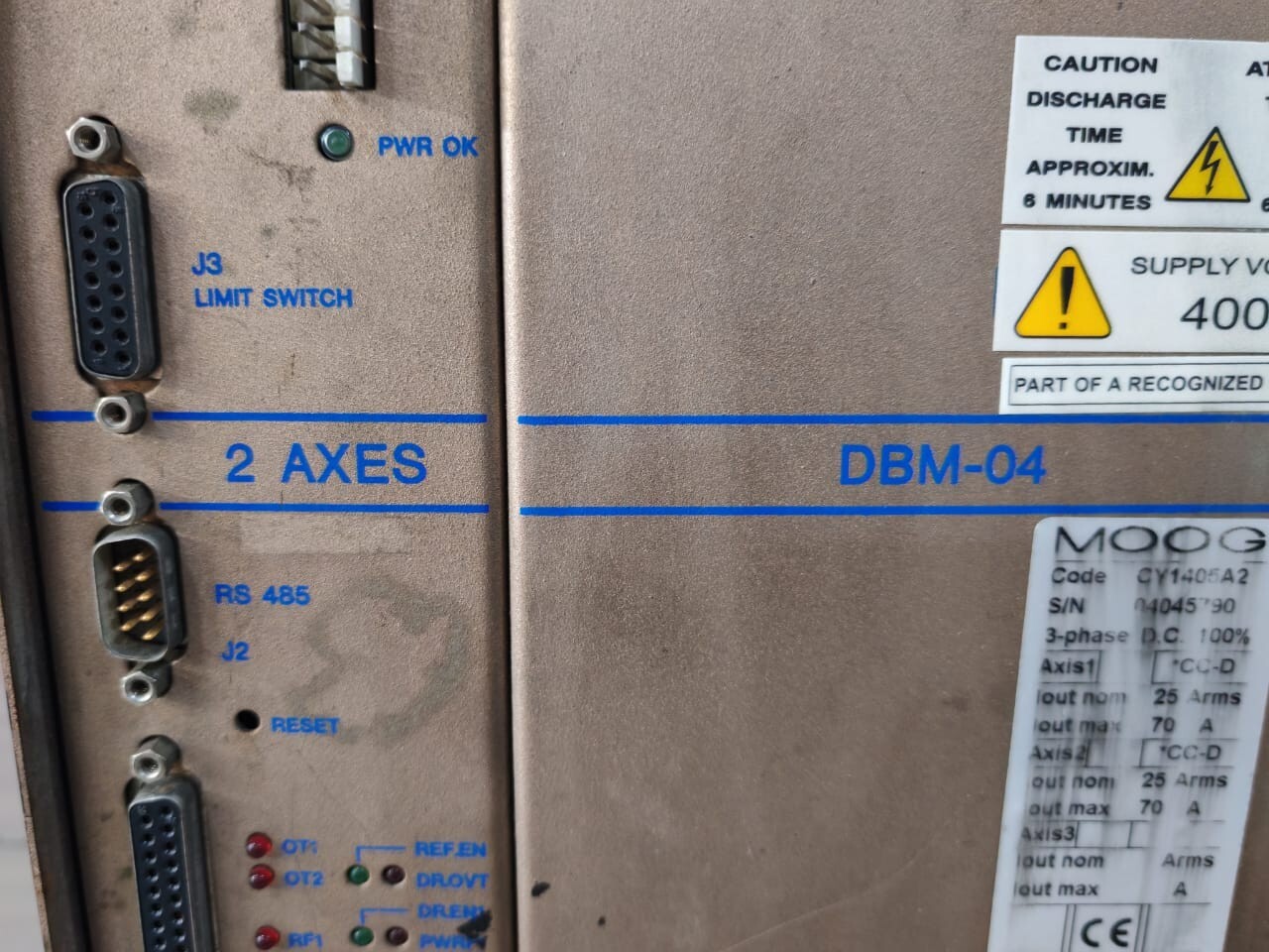 MOOG DBM-04 CY1405A2 MOOG DBM-04 CY1405A23-PHASE2 AXIS 400V POWER SUPPLY 3