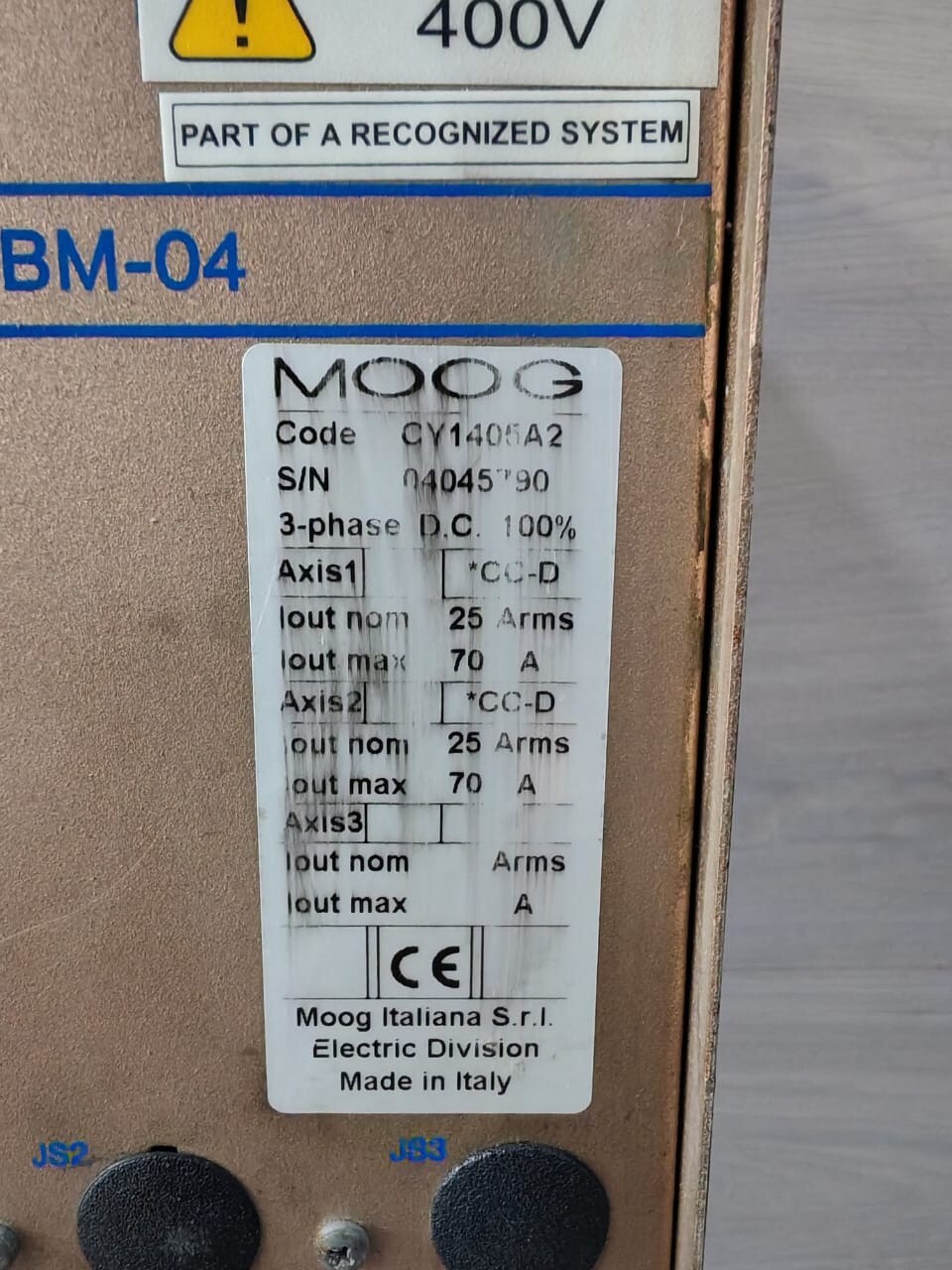 MOOG DBM-04 CY1405A2 MOOG DBM-04 CY1405A23-PHASE2 AXIS 400V POWER SUPPLY 5