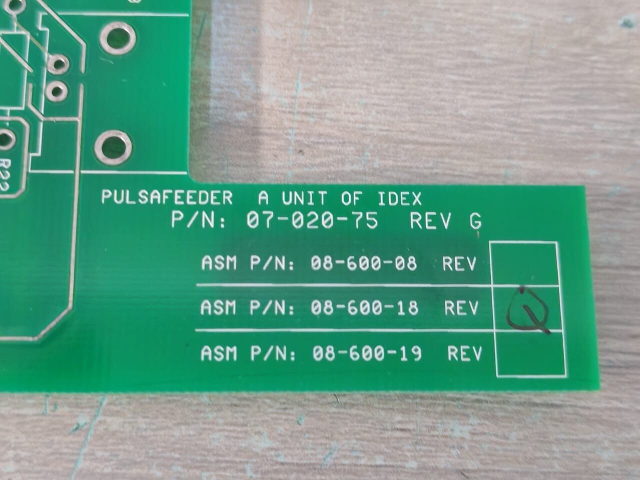 Pulsafeeder 07-020-75 PULSAFEEDER 07-020-75 REV G/ ASM P/N 08-600-18 REV Q A UNIT OF IDEX BOARD 8