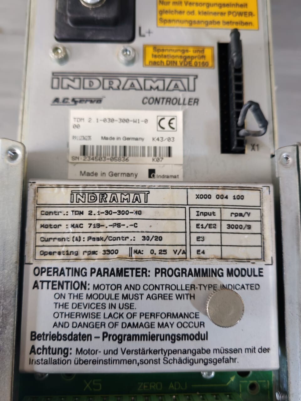 Bosch Rexroth 2.1-30-300-W0 Indramat TDM 2.1-30-300-W0 / TDM 2.1-030-300-W1-0 A.C Servo Controller 2