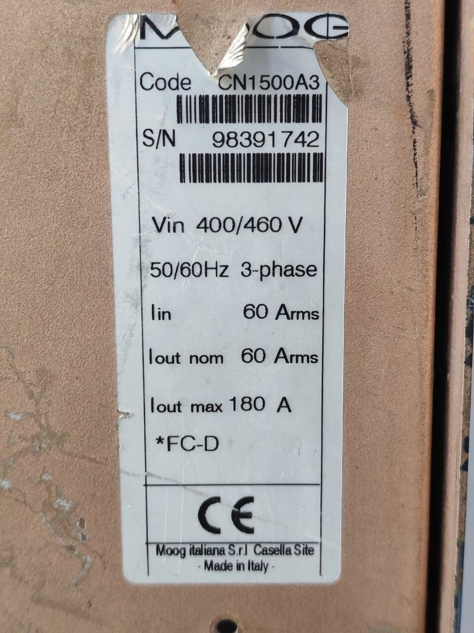 Moog CN1500A3 MOOG DBS CN1500A3 400/460V 50/60Hz 3-PHASE SERVO DRIVE 7