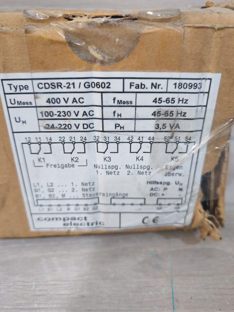 COMPACT ELECTRIC CDSR-21 COMPACT ELECTRIC CDSR-21 / G0602 DIGITAL SYNCHRO CHECK RELAY 10