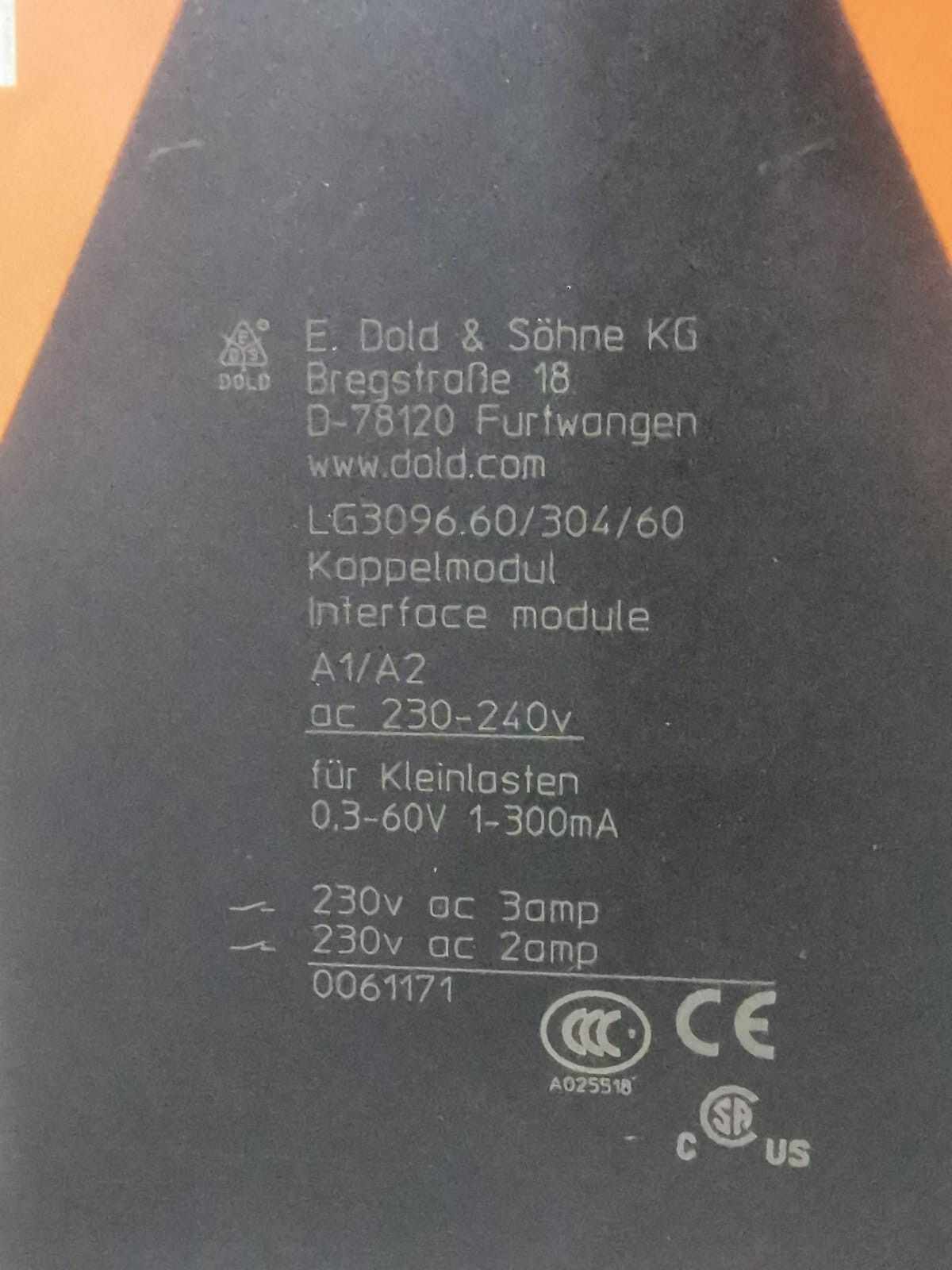 E.DOLD AND SOHNE D-78120 E.Dold & Sohne D-78120 Interface Module 3