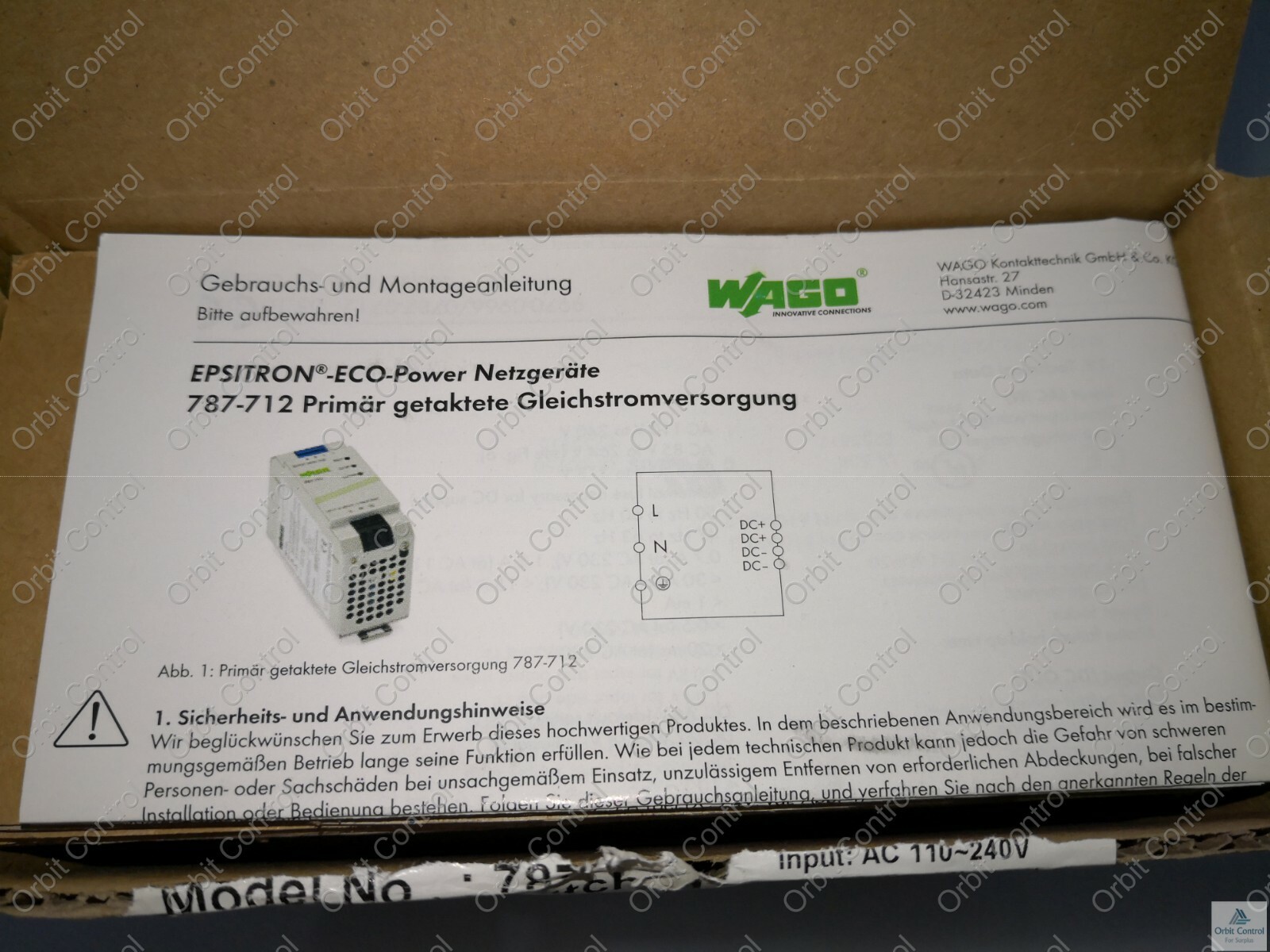 Wago WAGO-787 WAGO 787-712 Switched-Mode Power Supply 24V/60W 4