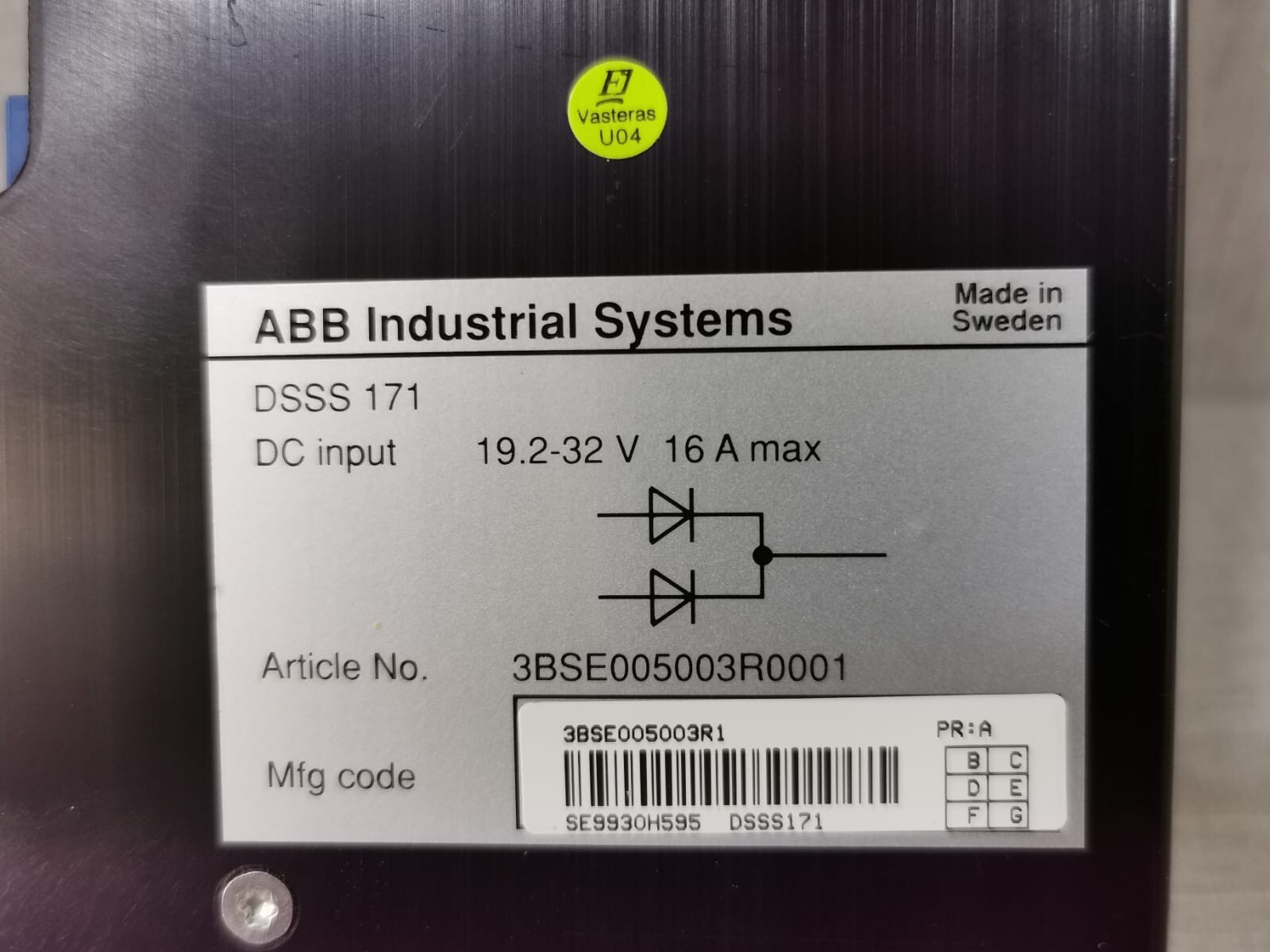 ABB DSSS-171 ABB DSSS 171 INDUSTRIAL SYSTEMS 3BSE005003R0001 3