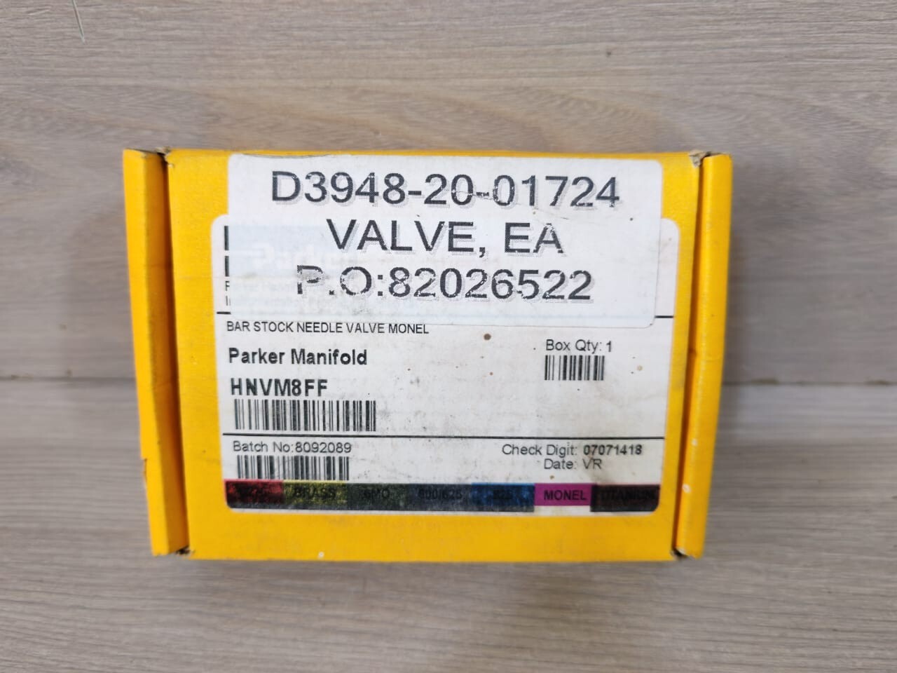 Parker HNVM8FF PARKER HNVM8FF BAR STOCK NEEDLE VALVE MONEL 9