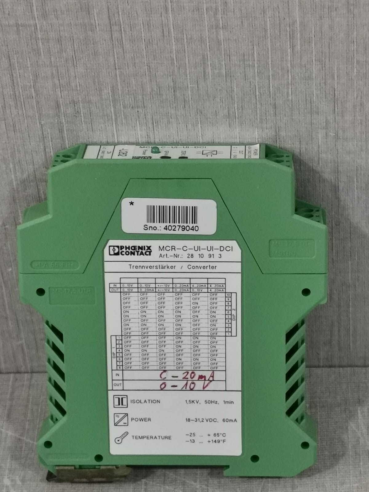 Phoenix Contact DCI-2810913 PHOENIX CONTACT MCR-C-UI-UI-DCI-2810913 Signal Converter 6