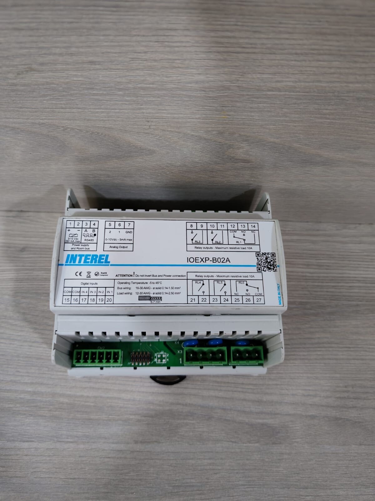 INTEREL B02A INTEREL IOEXP-B02A room control unit load wining 12-30 AWG resistive load 2