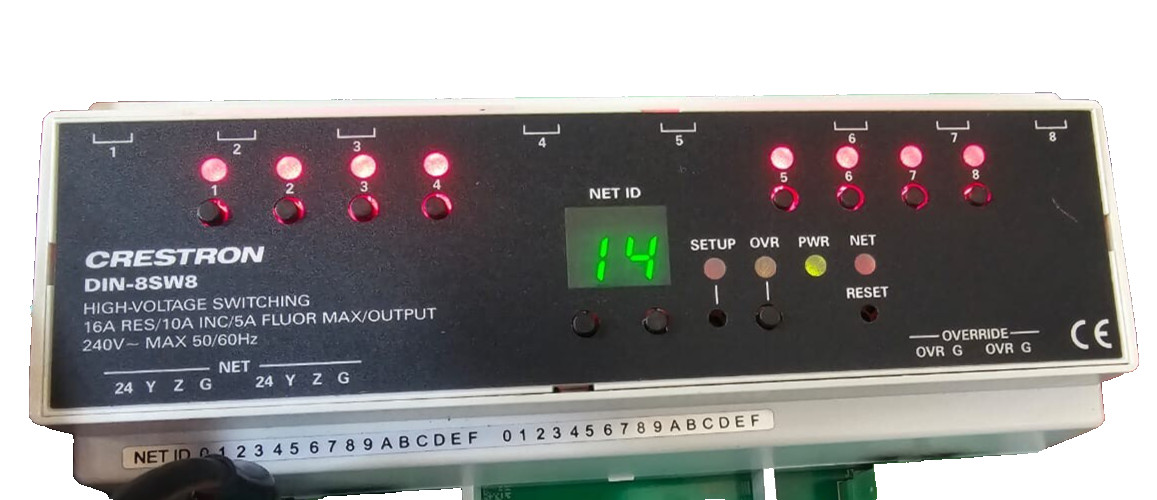 CRESTRON DIN-8SW8 HIGH VOLTAGE SWITCHING 16A 240V-50-60Hz
