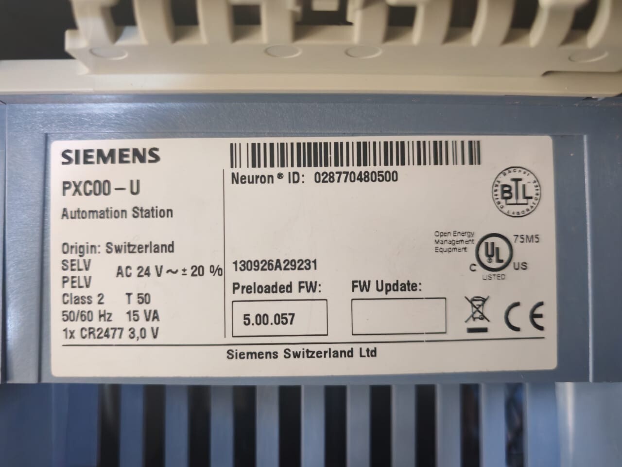 Siemens PXC00-U Siemens PXC00-U System Controller Preloaded FW: 5.00.057 5