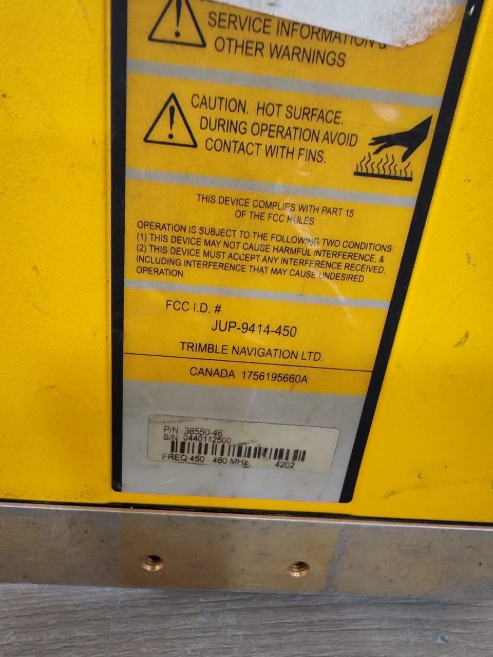 Trimble 38550-46 TRIMBLE TRIMMARK 3 GPS RADIO MODEM PN: 38550-46 / 450-460 MHZ 4