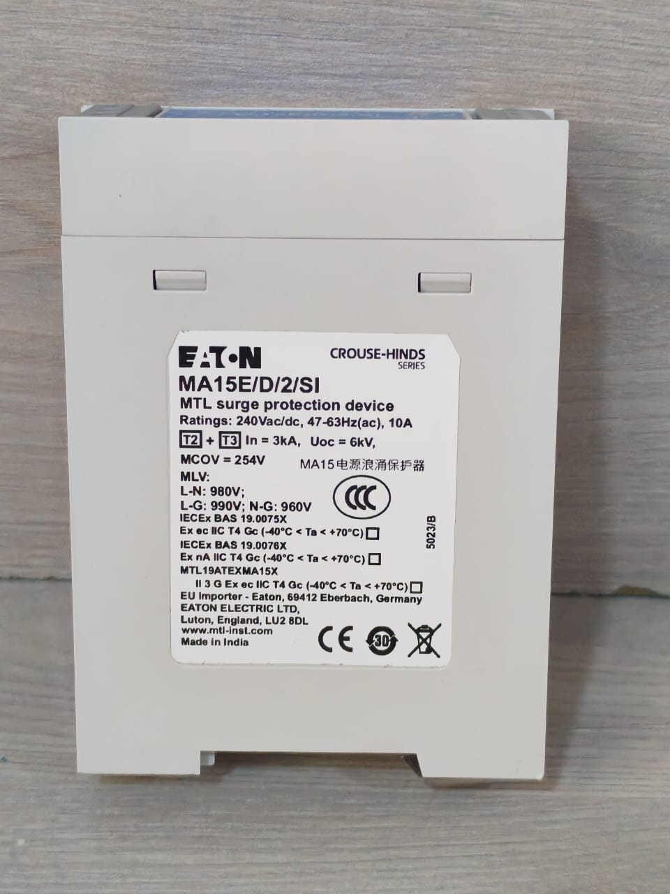 Eaton MA15E/D/2/SI Eaton MA15E/D/2/SI MTL Surge Protection Device 240Vac/dc 4