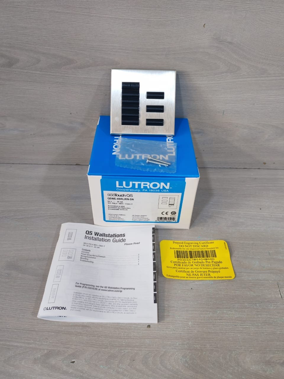 LUTRON SEETOUCH QS QSWE-8BRLIRN-SN 8-WALL STATION BUTTONS 24V