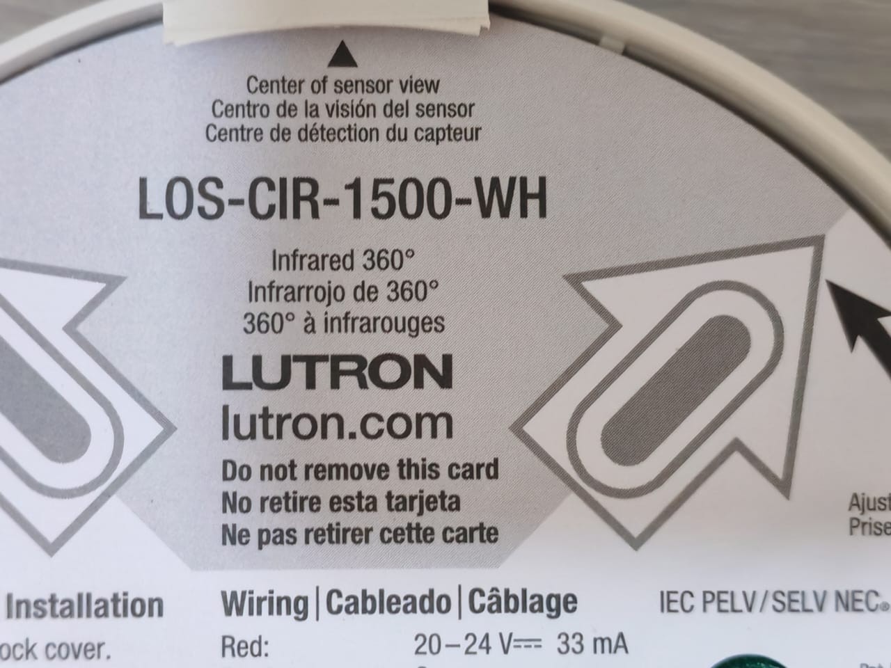 Lutron LOS-CIR-1500-WH Lutron LOS-CIR-1500-WH Occupancy Sensor Infrared Ceiling Mount 360° 6