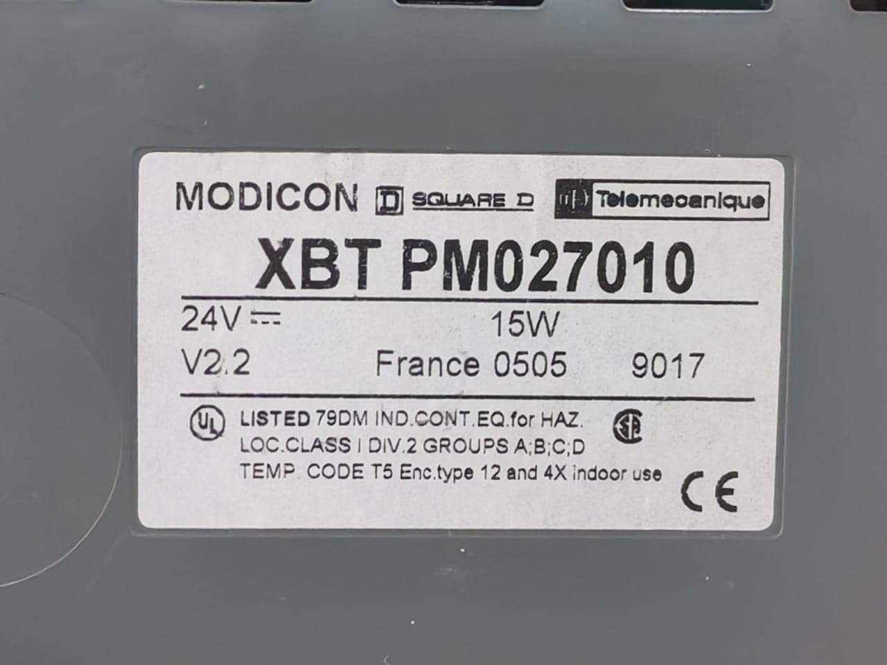 Telemecanique XBT PM027010 Telemecanique Modicon XBT PM027010 Control Panel 4
