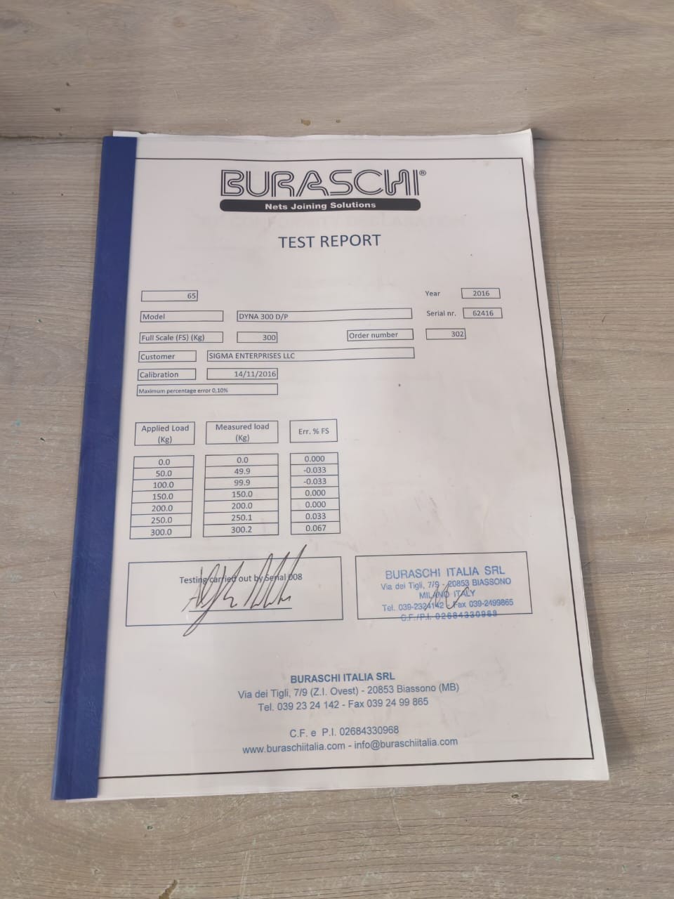 BURASCHI DYNA-300 BURASCHI DYNA 300 DP DYNAMOMETER 10