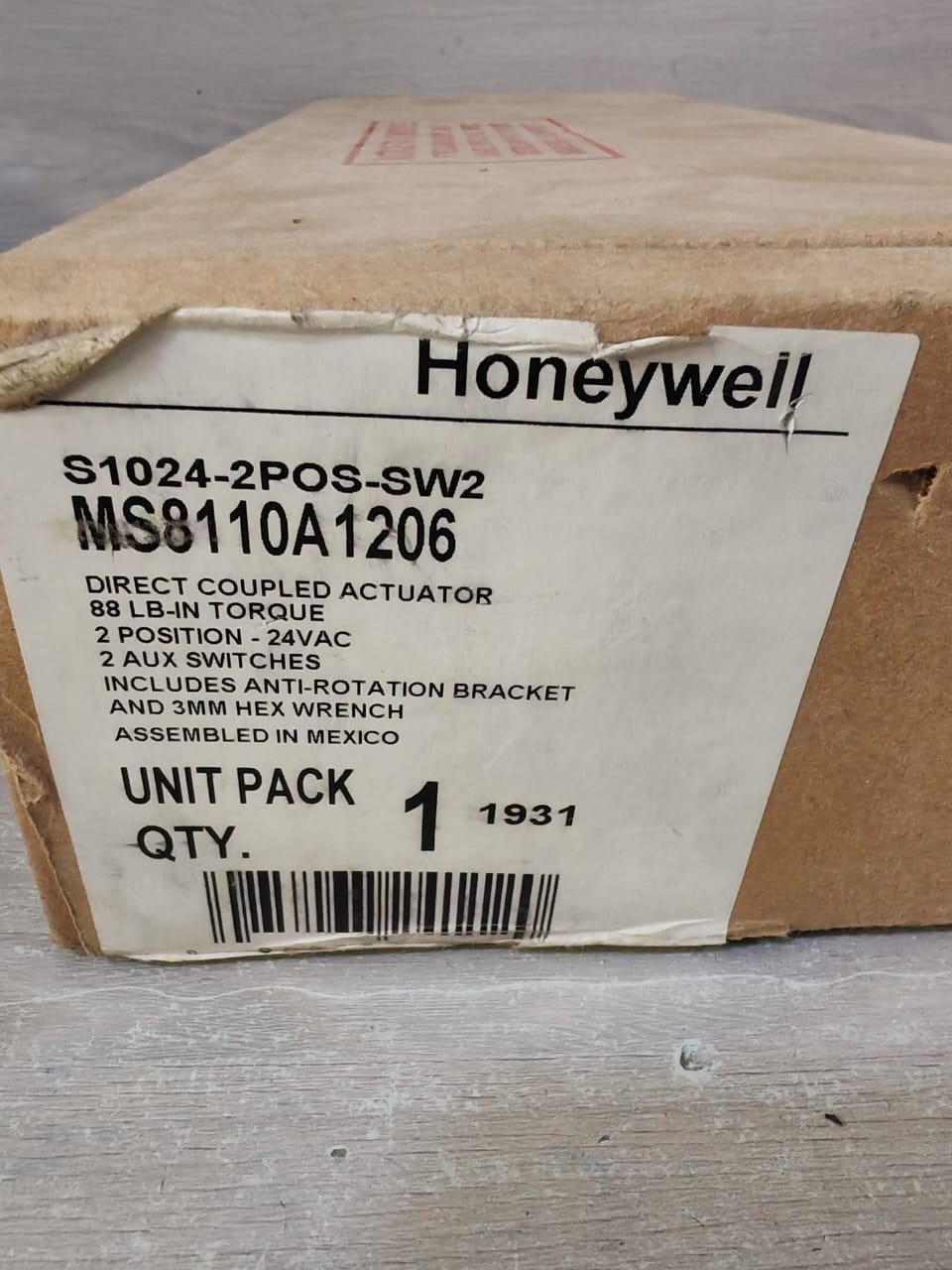 Honeywell S1024-2POS-SW2 Honeywell S1024 2POS SW2 MS8110A1206 Direct Coupled Actuator S1024 2POS SW2 10