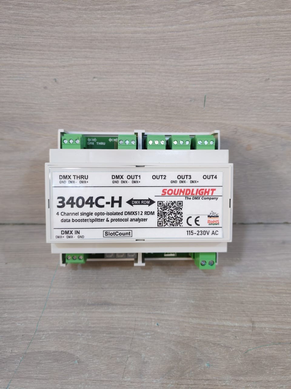SONDLIGHT 3404C-H SOUNDLIGHT 3404C-H 4 CHANNEL SINGLE OPTO-ISOLATED DMX5 12 RDM DATA BOOSTER 230V 2