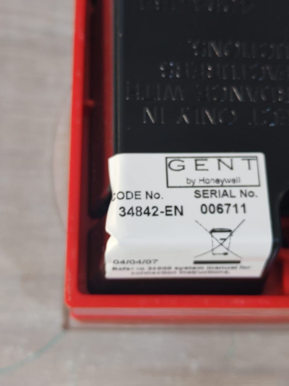 GENT BY HONEYWELL 34842-EN GENT BY HONEYWELL 34842-EN MCP SURFACE + COVER EN54 7
