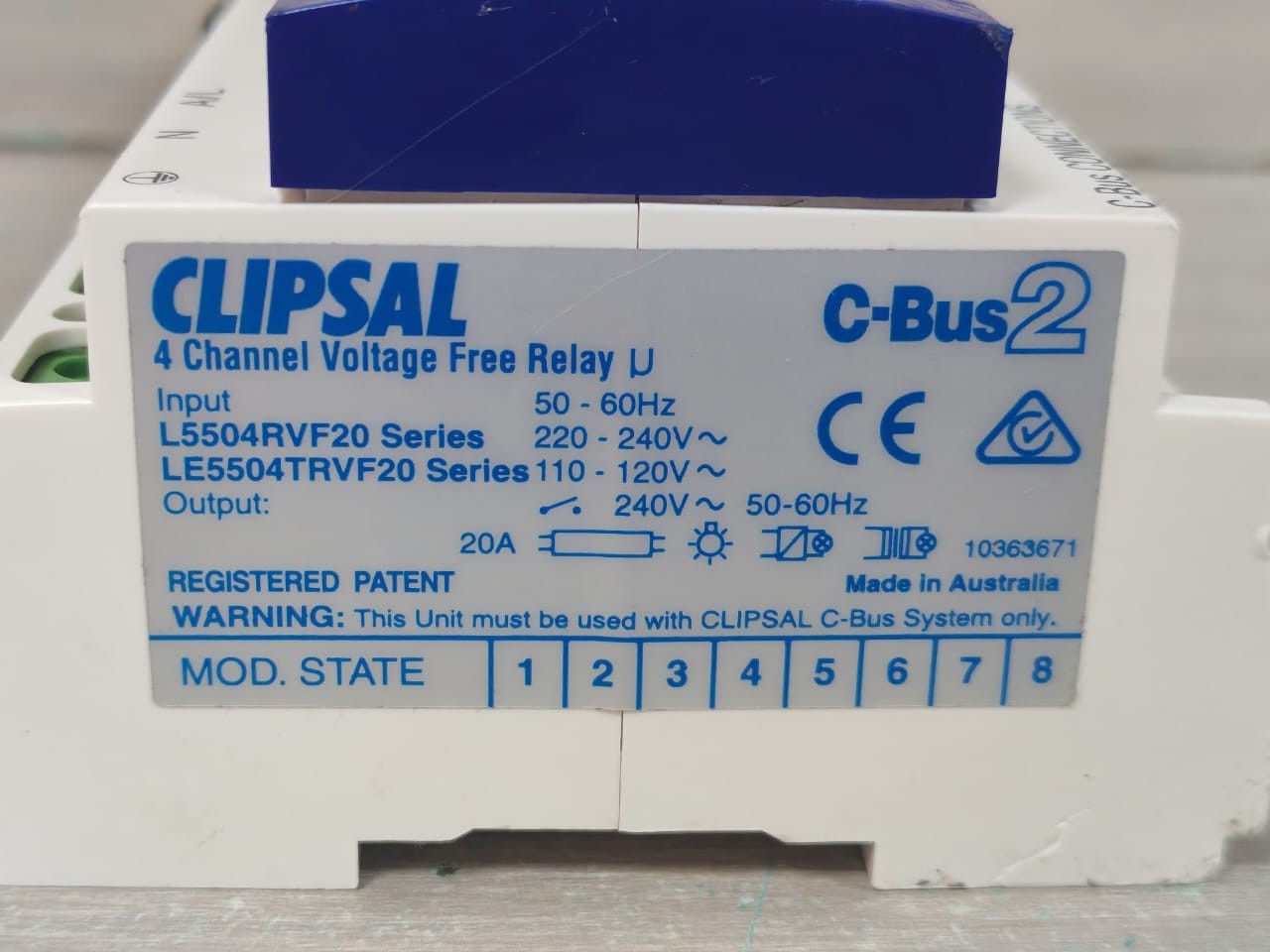 Clipsal L5504RVF20 / LE5504TRVF20 CLIPSAL C-BUS2 L5504RVF20 / LE5504TRVF20 4-CHANNEL VOLTAGE FREE RELAY (MFG-2009) 8