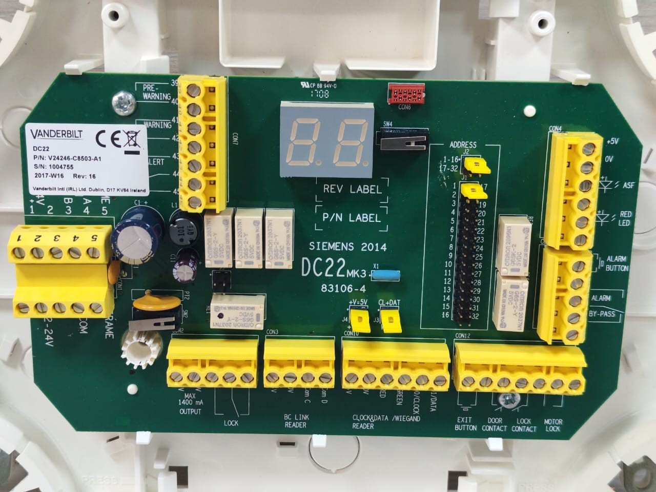 VANDERBILT P/N: V24246-C8503-A1 REV.16 VANDERBILT DC22 MKIII P/N: V24246-C8503-A1 REV.16 DOOR CONTROLLER 7