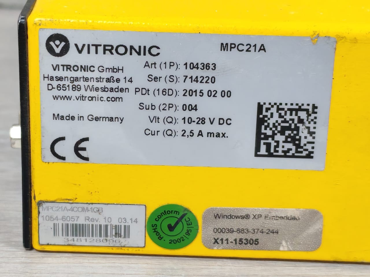 VITRONIC MPC21A-4COM-1GB Vitronic MPC21a-4Com-1GB MICROSPACE 1054-6057 Rev.10 Mini-Industrial Computer 7